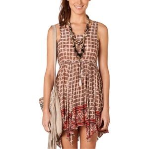 Farm Rio Boho Floral Fit & Flare Dress Tassel Tie Waist Sleeveless Size small